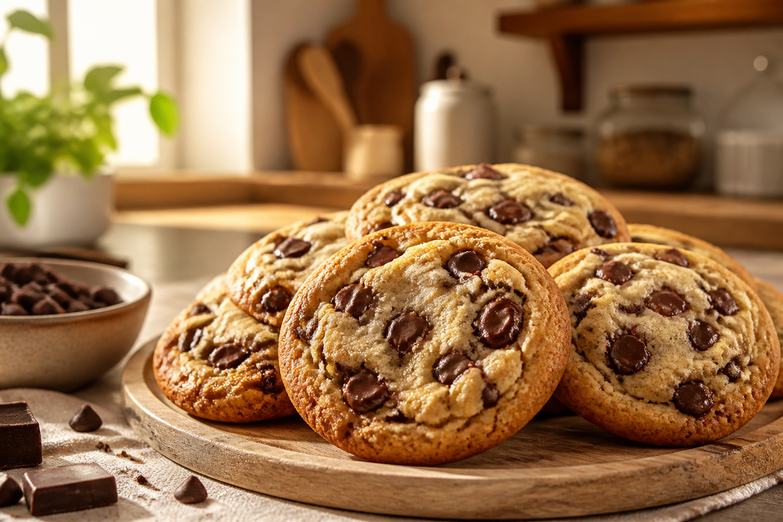 Cookies aux pepites de chocolat fraichement cuits