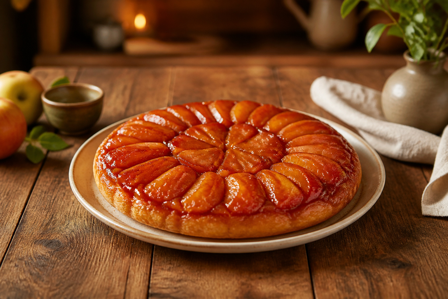 Tarte tatin caramelisee et doree