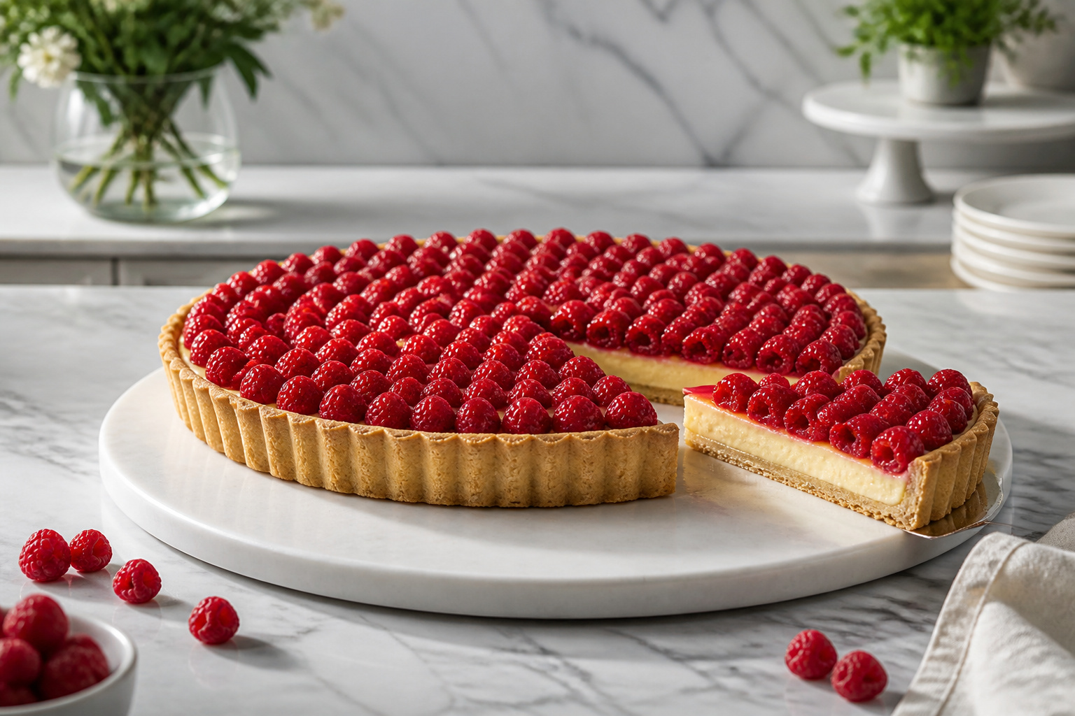 Tarte aux framboises exquise