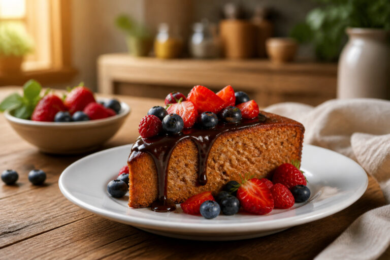 Gateau sans sucre aux fruits rouges et chocolat
