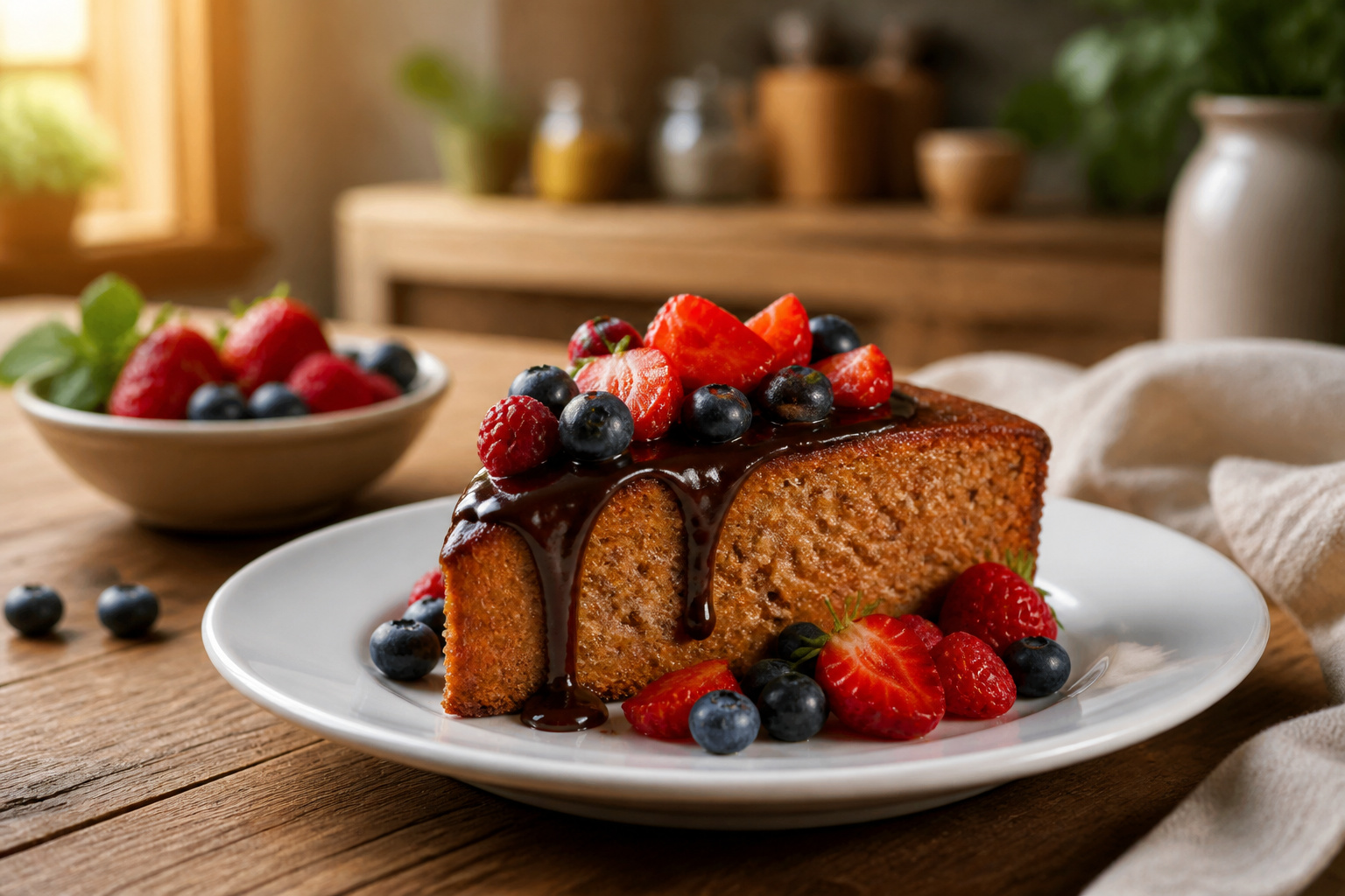 Gateau sans sucre aux fruits rouges et chocolat