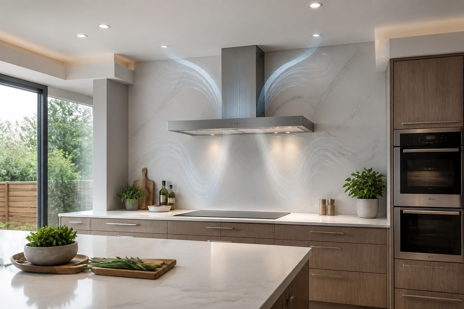 Hotte de cuisine moderne et epuree