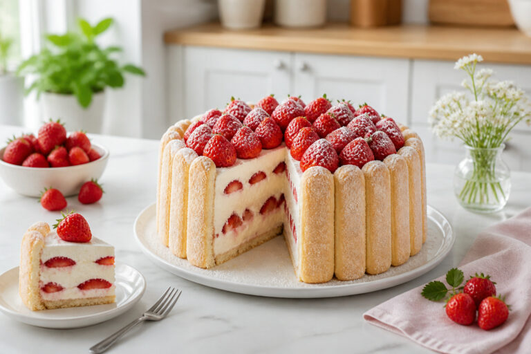 Charlotte aux fraises delice frais et leger