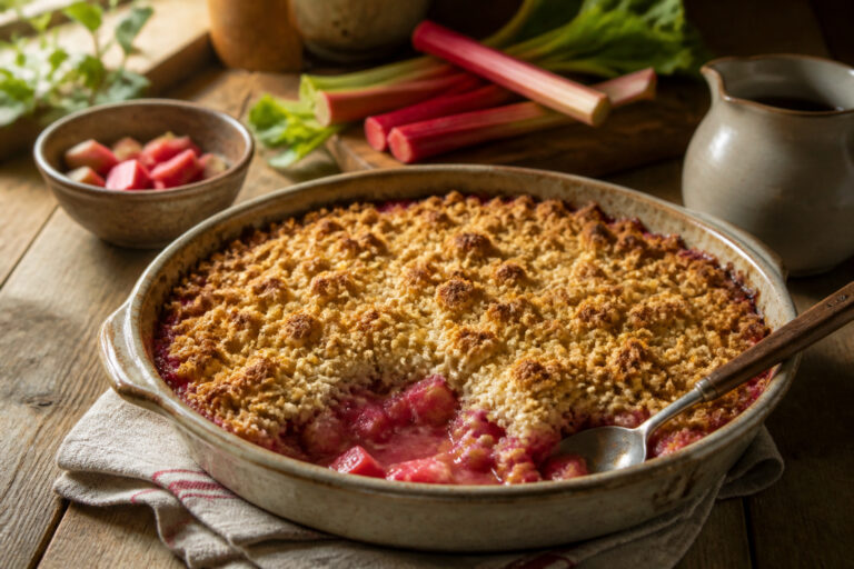 Crumble a la rhubarbe maison
