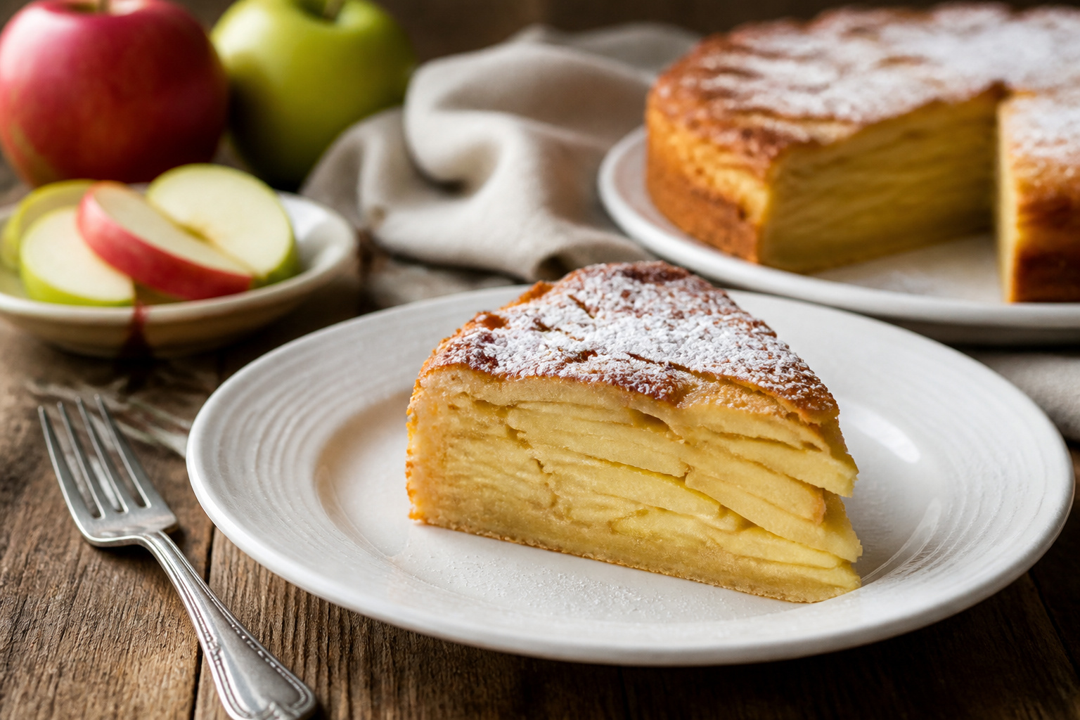 Gateau invisible aux pommes une tranche parfaite