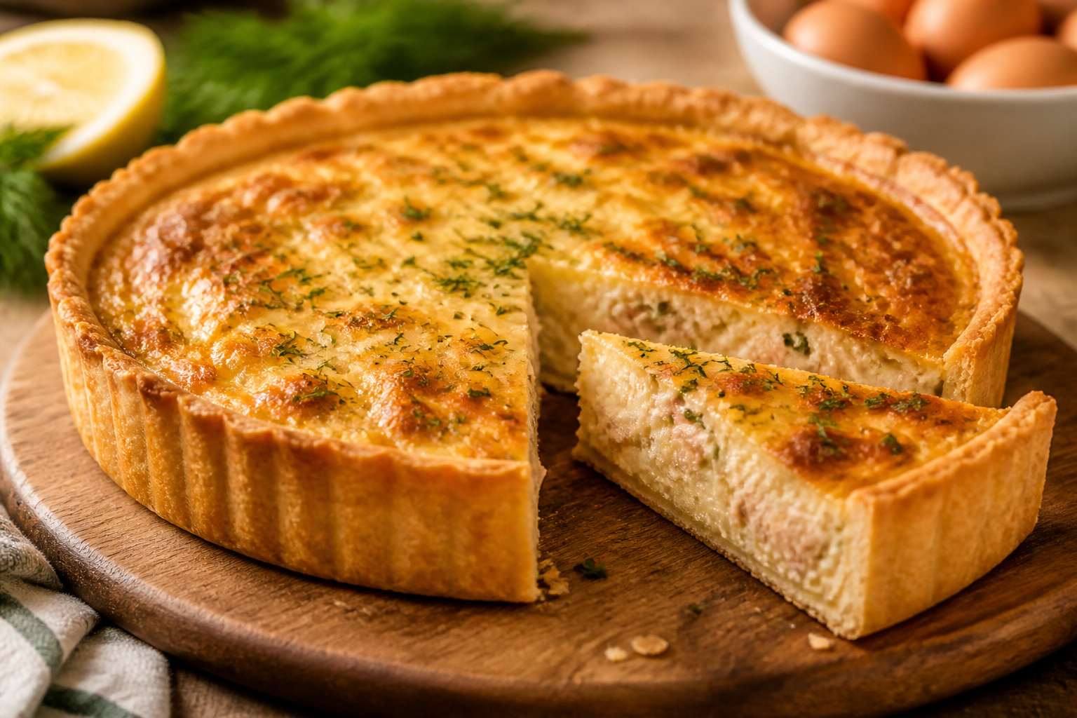 Quiche au thon doree et savoureuse
