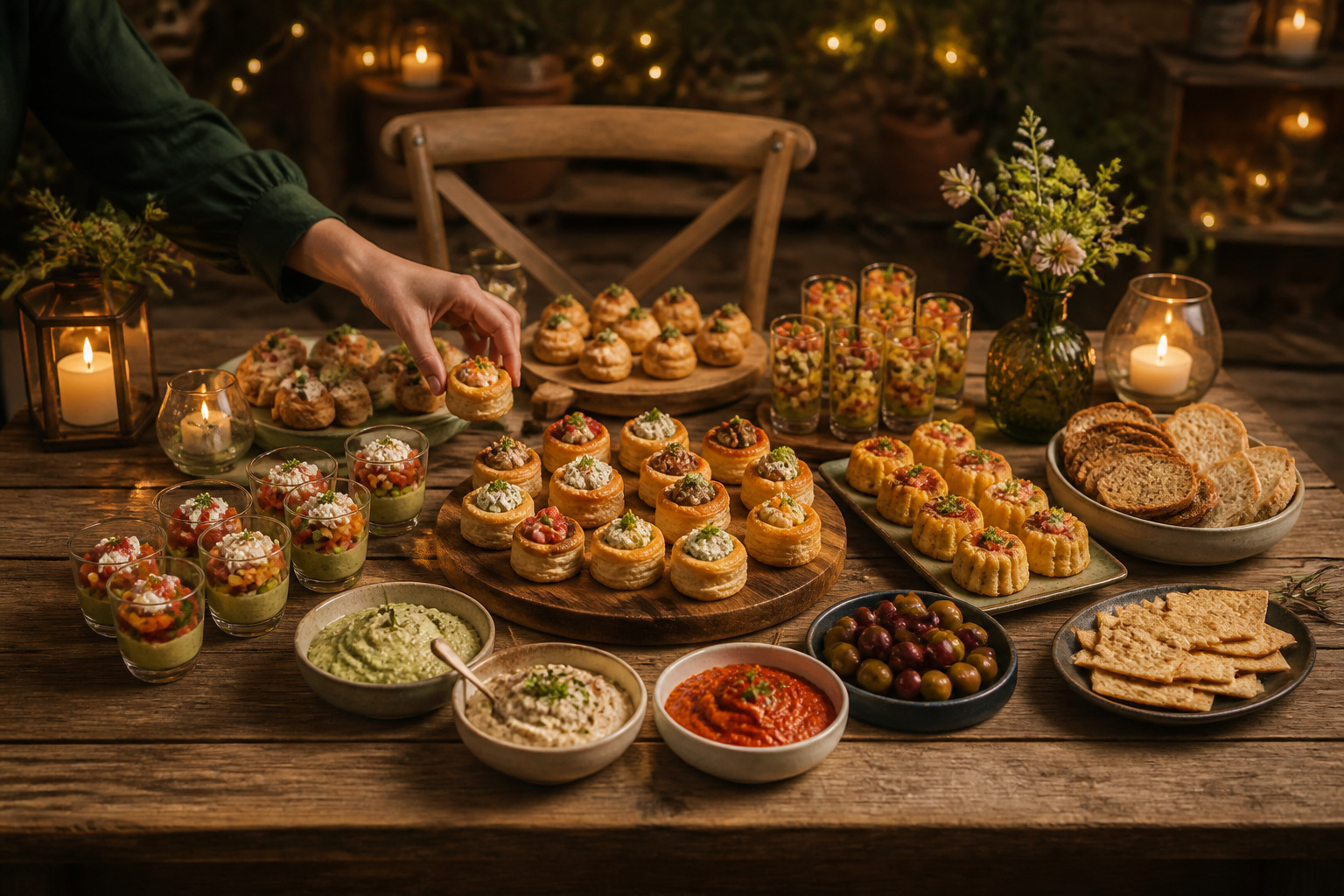 Buffet daperitifs varies et gourmands