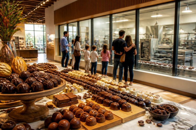 Exposition de chocolats dans une usine moderne