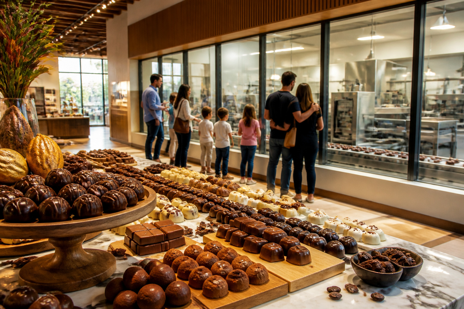 Exposition de chocolats dans une usine moderne